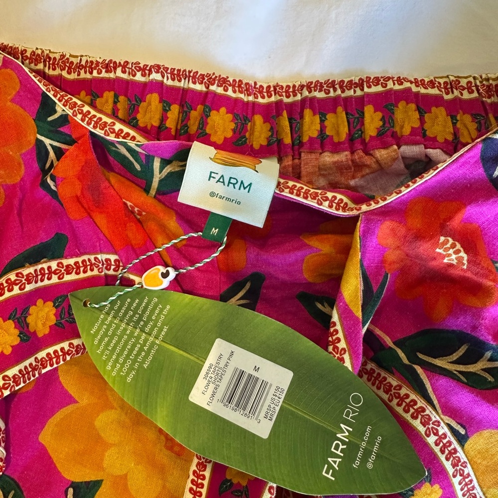 FARM Rio Pink and Orange High Waist Shorts - Picture 3 of 4